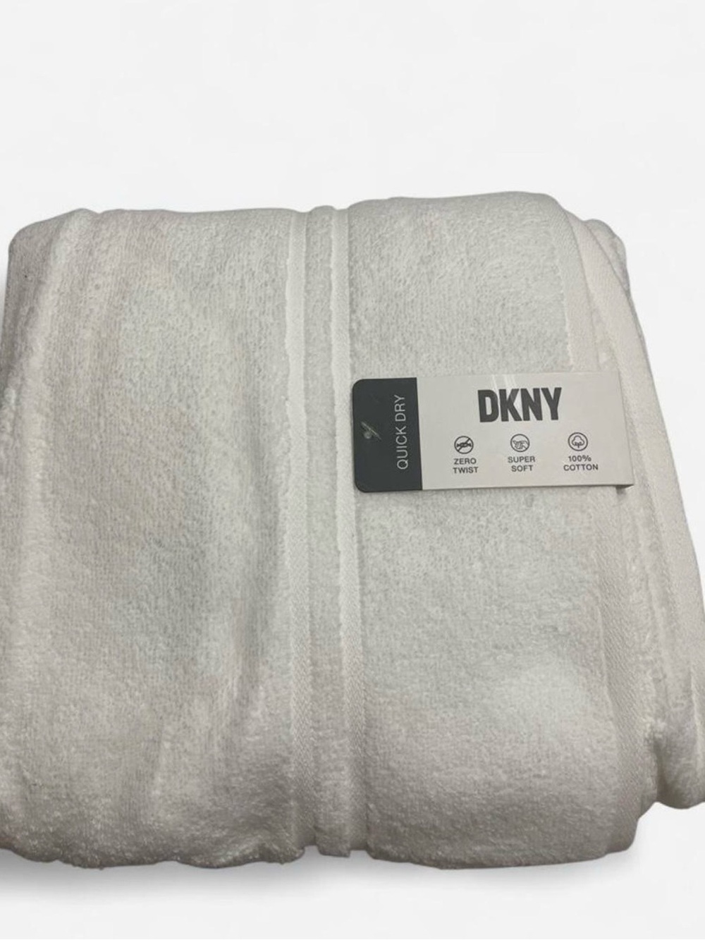 Dkny White Cotton Towel with OEKO-TEX Tag